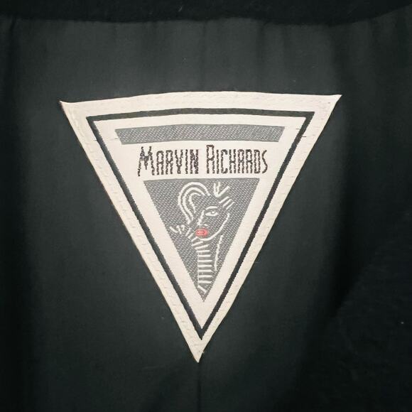 Marvin Richards Wool Button front Longline Coat Jacket Size L Large Black - Picture 3 of 8